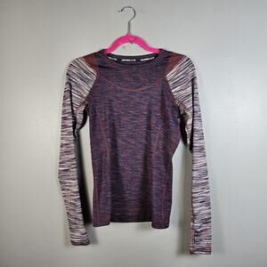 Abercrombie Burgundy Heather Long Sleeve Performance Top Womens Small Athleisure